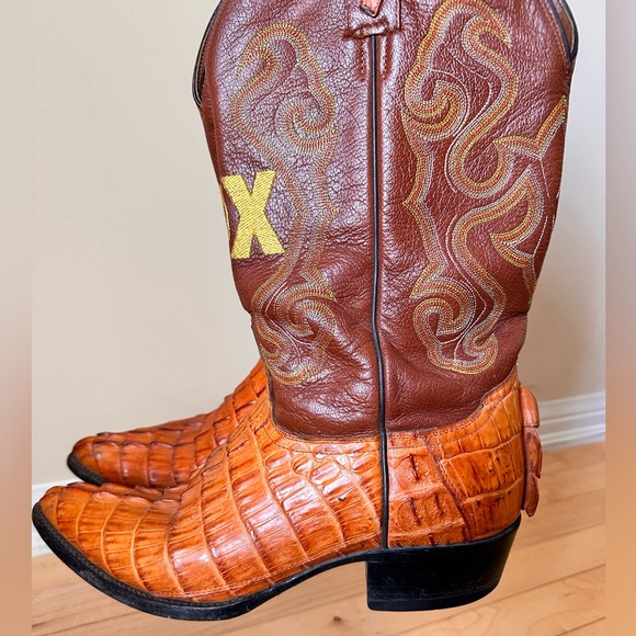 Genuine Caiman Alligator Skin Cowboy Western Boots Mens Size 10D - Picture 2 of 8